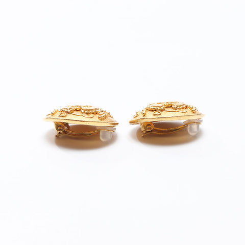 CHANEL 1996 96A COCO Mark Round Earring gold WS14560
