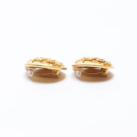 CHANEL 1996 96A COCO Mark Round Earring gold WS14560