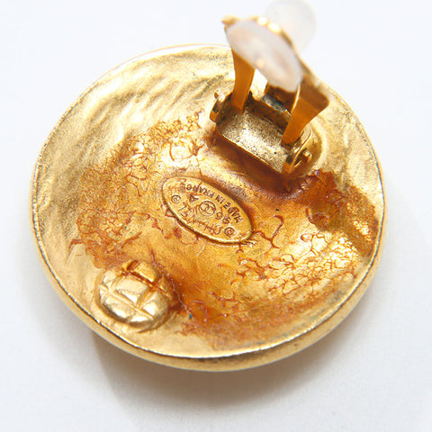 CHANEL 1996 96A COCO Mark Round Earring gold WS14560