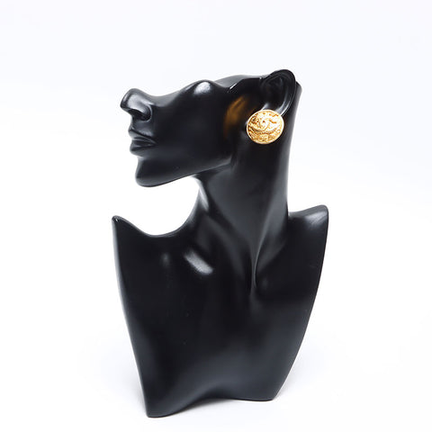 CHANEL 1996 96A COCO Mark Round Earring gold WS14560