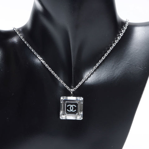 シャネル CHANEL 2005年 05A ラインストーン モノトーン ココマーク キューブ ネックレス シルバー WS14564