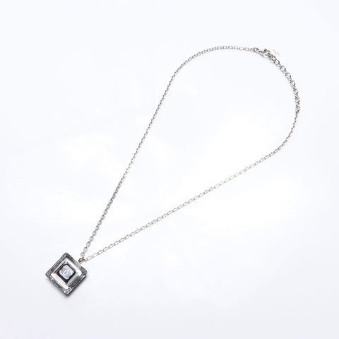 シャネル CHANEL 2005年 05A ラインストーン モノトーン ココマーク キューブ ネックレス シルバー WS14564