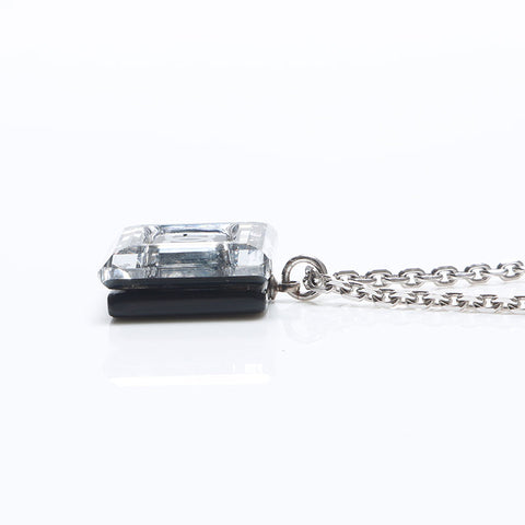 シャネル CHANEL 2005年 05A ラインストーン モノトーン ココマーク キューブ ネックレス シルバー WS14564
