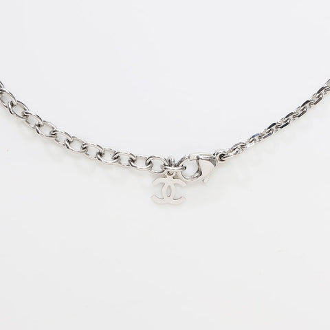 シャネル CHANEL 2005年 05A ラインストーン モノトーン ココマーク キューブ ネックレス シルバー WS14564