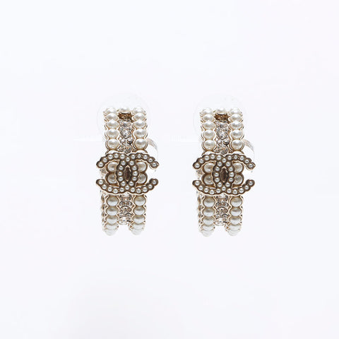 CHANEL B21K COCO Mark Hoop 2021 Pierce Silver WS14568