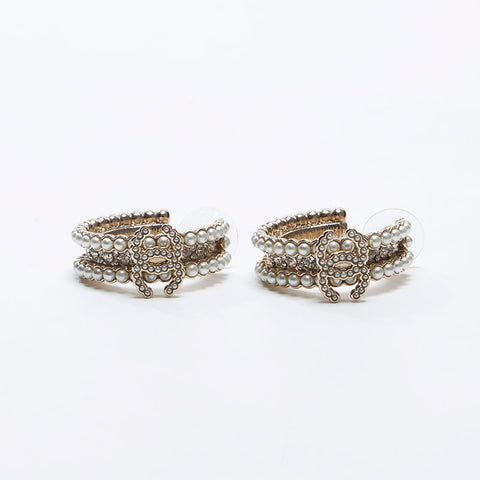 CHANEL B21K COCO Mark Hoop 2021 Pierce Silver WS14568