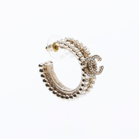 CHANEL B21K COCO Mark Hoop 2021 Pierce Silver WS14568
