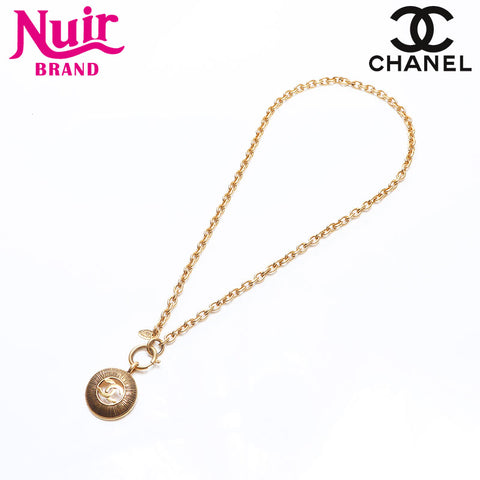 CHANEL 1980-1990 COCO Mark Round Necklace gold WS14575