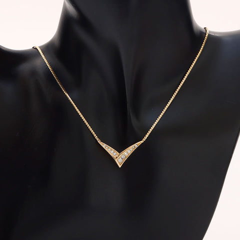 Christian Dior Rhinestone Necklace gold WS14597