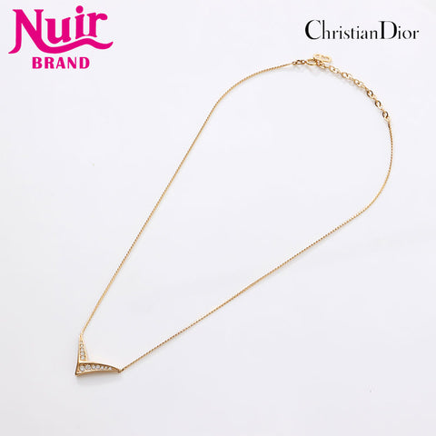 Christian Dior Rhinestone Necklace gold WS14599