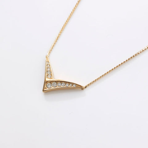 Christian Dior Rhinestone Necklace gold WS14599