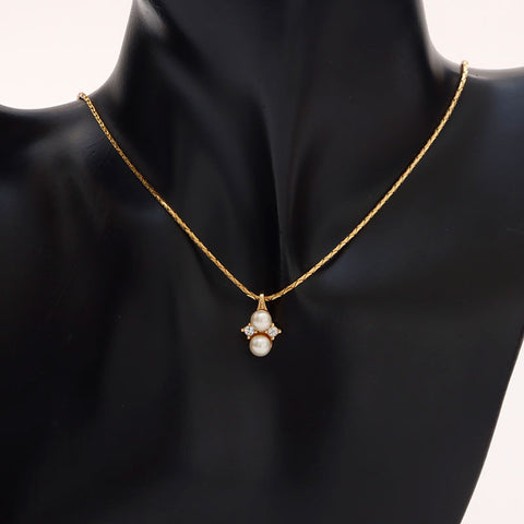 Christian Dior Rhinestone Necklace gold WS14600