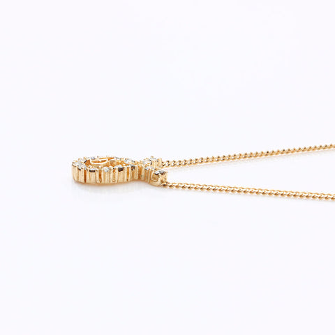 Christian Dior Logo rhinestone Necklace gold WS14602