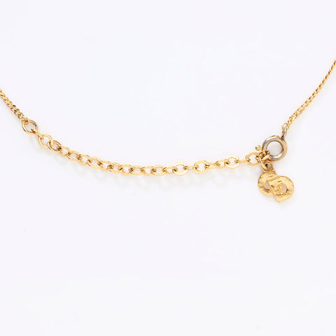 Christian Dior Logo rhinestone Necklace gold WS14602