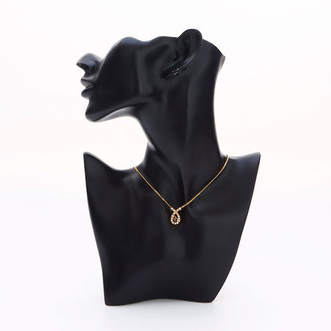Christian Dior Logo rhinestone Necklace gold WS14602