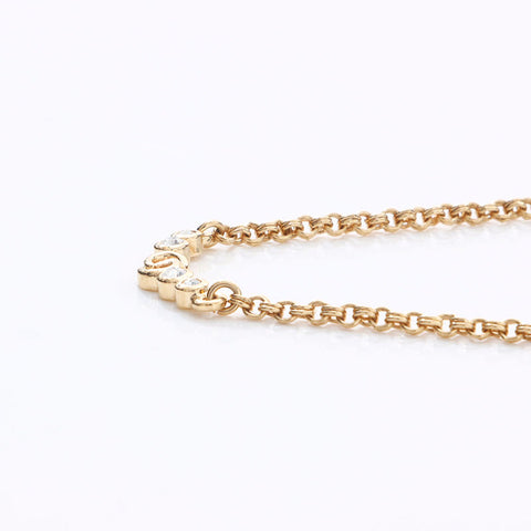 Christian Dior Logo rhinestone Necklace gold WS14604