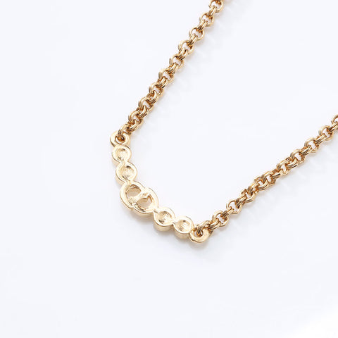 Christian Dior Logo rhinestone Necklace gold WS14604