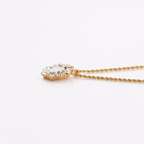 Christian Dior Logo rhinestone Necklace gold WS14605