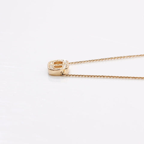 Christian Dior Logo rhinestone Necklace gold WS14607