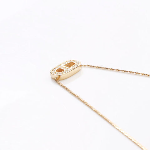 Christian Dior Logo rhinestone Necklace gold WS14607