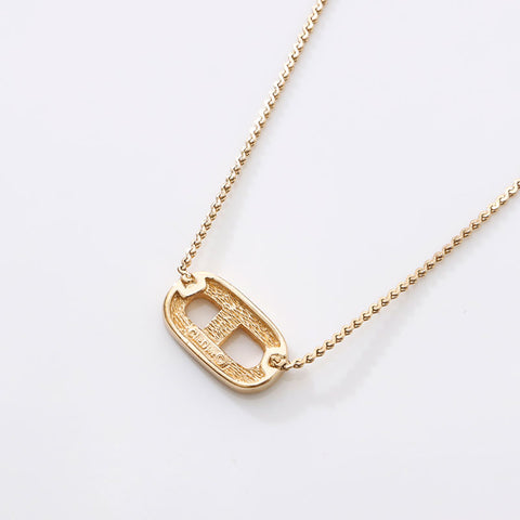 Christian Dior Logo rhinestone Necklace gold WS14607