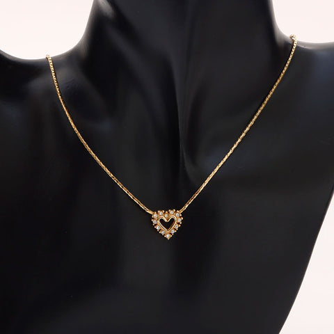 Christian Dior Heart rhinestone Necklace gold WS14609