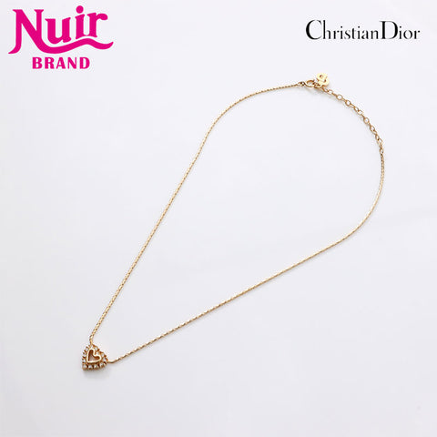 Christian Dior Heart rhinestone Necklace gold WS14609