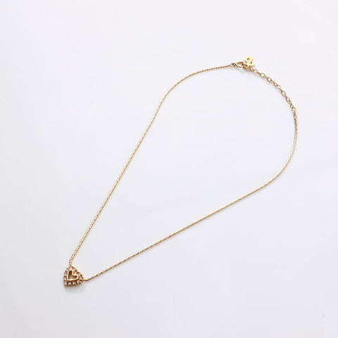 Christian Dior Heart rhinestone Necklace gold WS14609