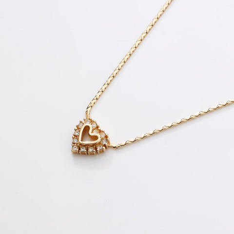 Christian Dior Heart rhinestone Necklace gold WS14609