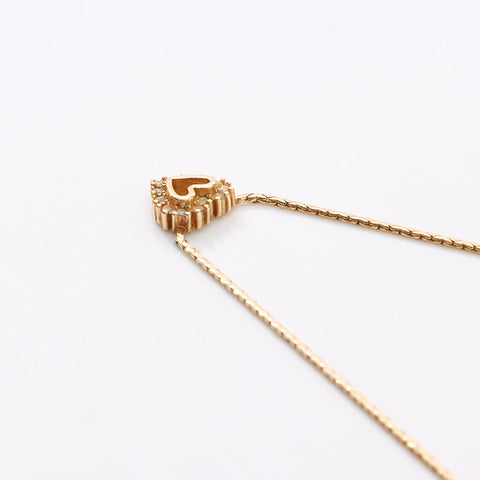 Christian Dior Heart rhinestone Necklace gold WS14609
