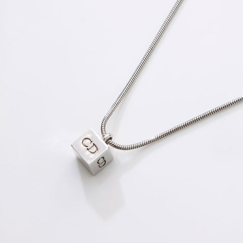 Christian Dior CD logo Necklace Silver WS14611