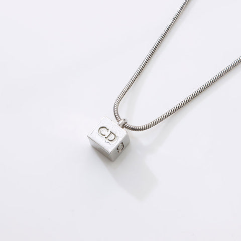 Christian Dior CD logo Necklace Silver WS14611
