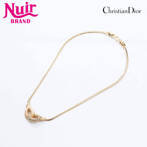 Christian Dior Rhinestone Necklace gold WS14616