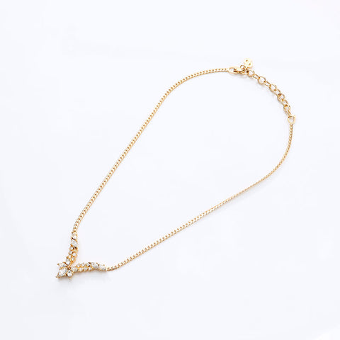 Christian Dior Rhinestone Necklace gold WS14617
