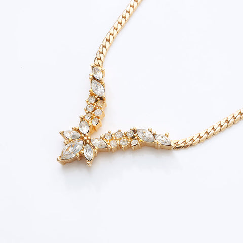 Christian Dior Rhinestone Necklace gold WS14617