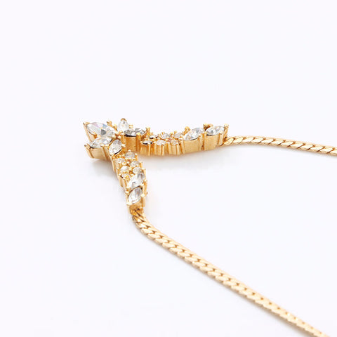 Christian Dior Rhinestone Necklace gold WS14617