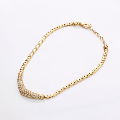 クリスチャンディオール Christian Dior ラインストーン ネックレス ゴールド WS14621