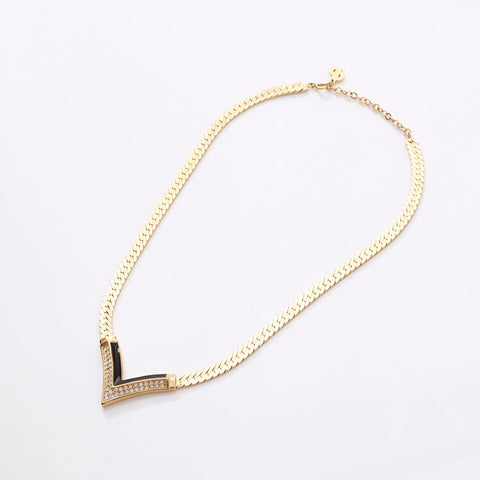 Christian Dior Rhinestone Necklace gold WS14622