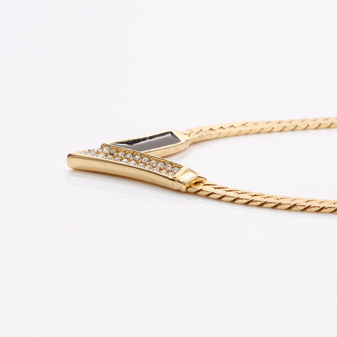 Christian Dior Rhinestone Necklace gold WS14622