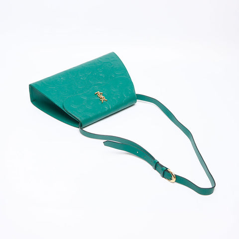 YVES SAINT LAURENT Logo Arabesque pattern Shoulder Bag green WS14623