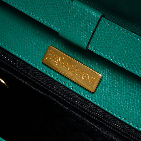 YVES SAINT LAURENT Logo Arabesque pattern Shoulder Bag green WS14623