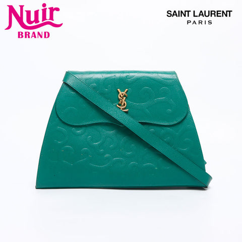 YVES SAINT LAURENT Logo Arabesque pattern Shoulder Bag green WS14623
