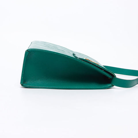 YVES SAINT LAURENT Logo Arabesque pattern Shoulder Bag green WS14623