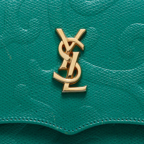 YVES SAINT LAURENT Logo Arabesque pattern Shoulder Bag green WS14623