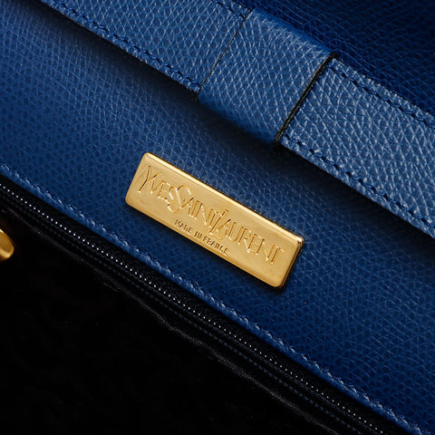 イヴ・サンローラン YVES SAINT LAURENT ロゴ 唐草模様 ショルダーバッグ ネイビー WS14624