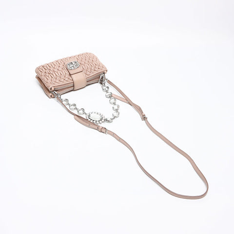 Miu Miu Nappa crystal Shoulder Bag beige WS14625