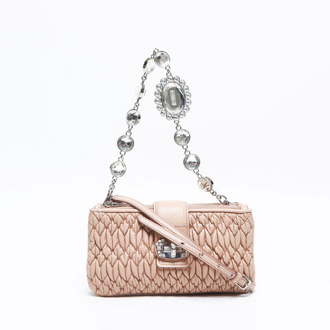 Miu Miu Nappa crystal Shoulder Bag beige WS14625