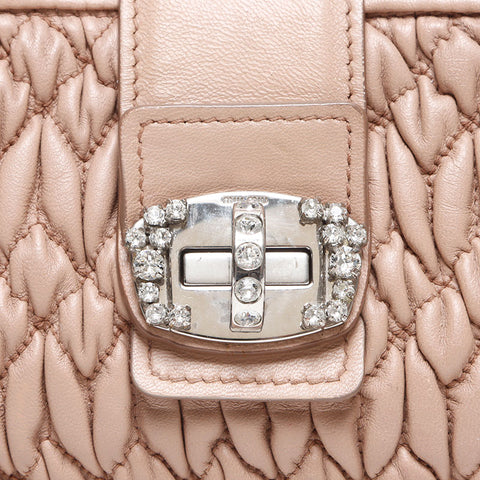 Miu Miu Nappa crystal Shoulder Bag beige WS14625