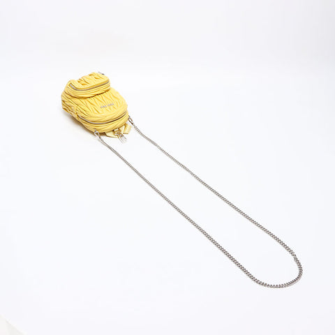 Miu Miu Matelasse Micro Backpack Logo Shoulder Bag yellow WS14626