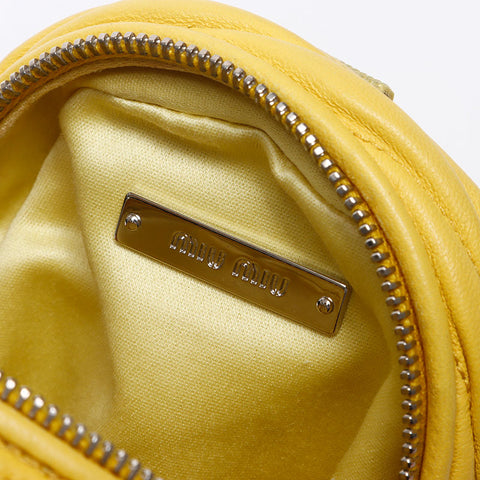 Miu Miu Matelasse Micro Backpack Logo Shoulder Bag yellow WS14626